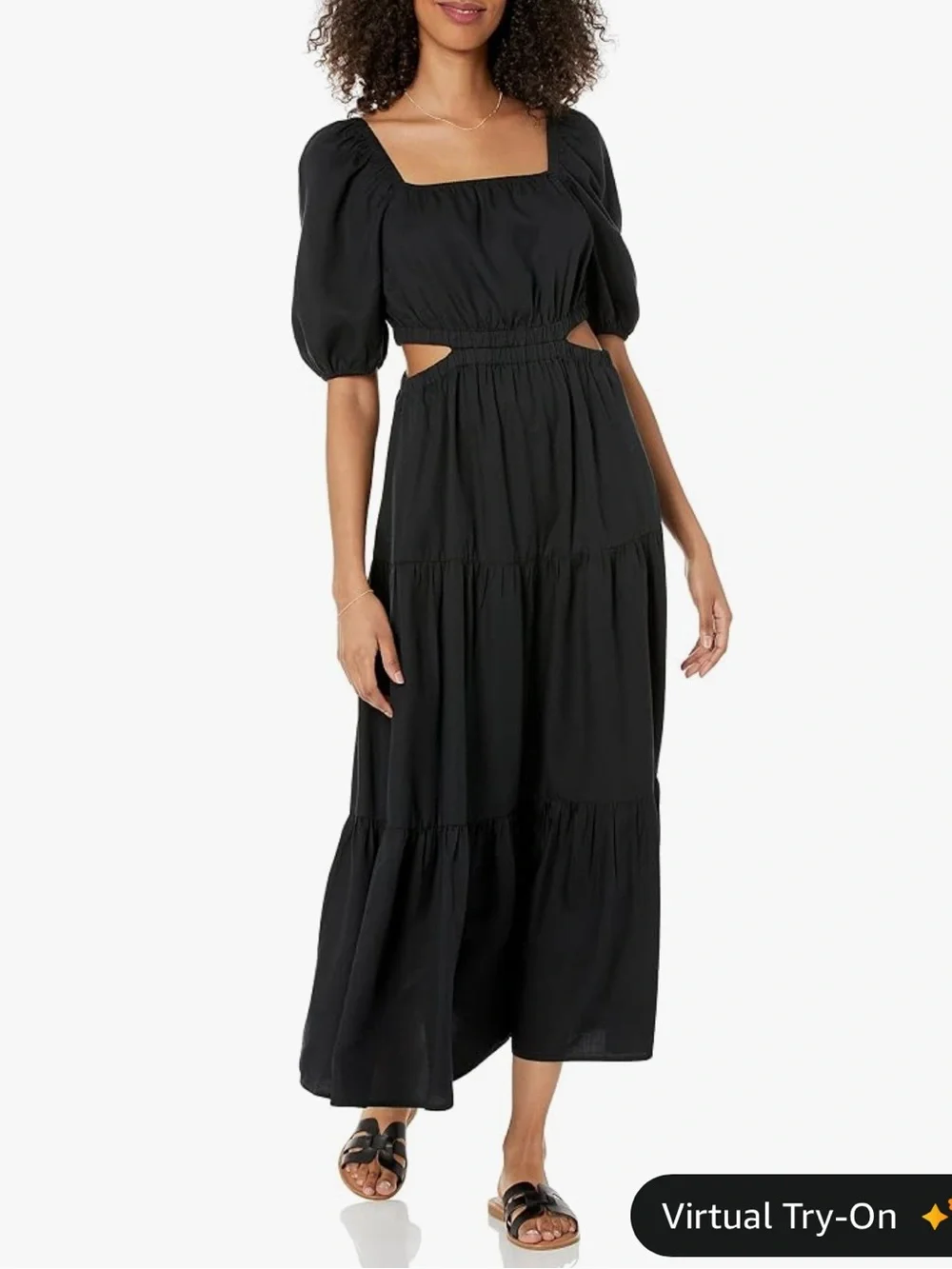 Anaya Square-Neck Cut-Out Tiered Maxi Dress - Picture 2 of 12